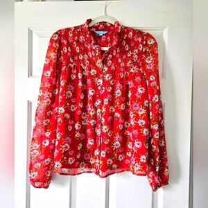 Draper James Red Floral Blouse